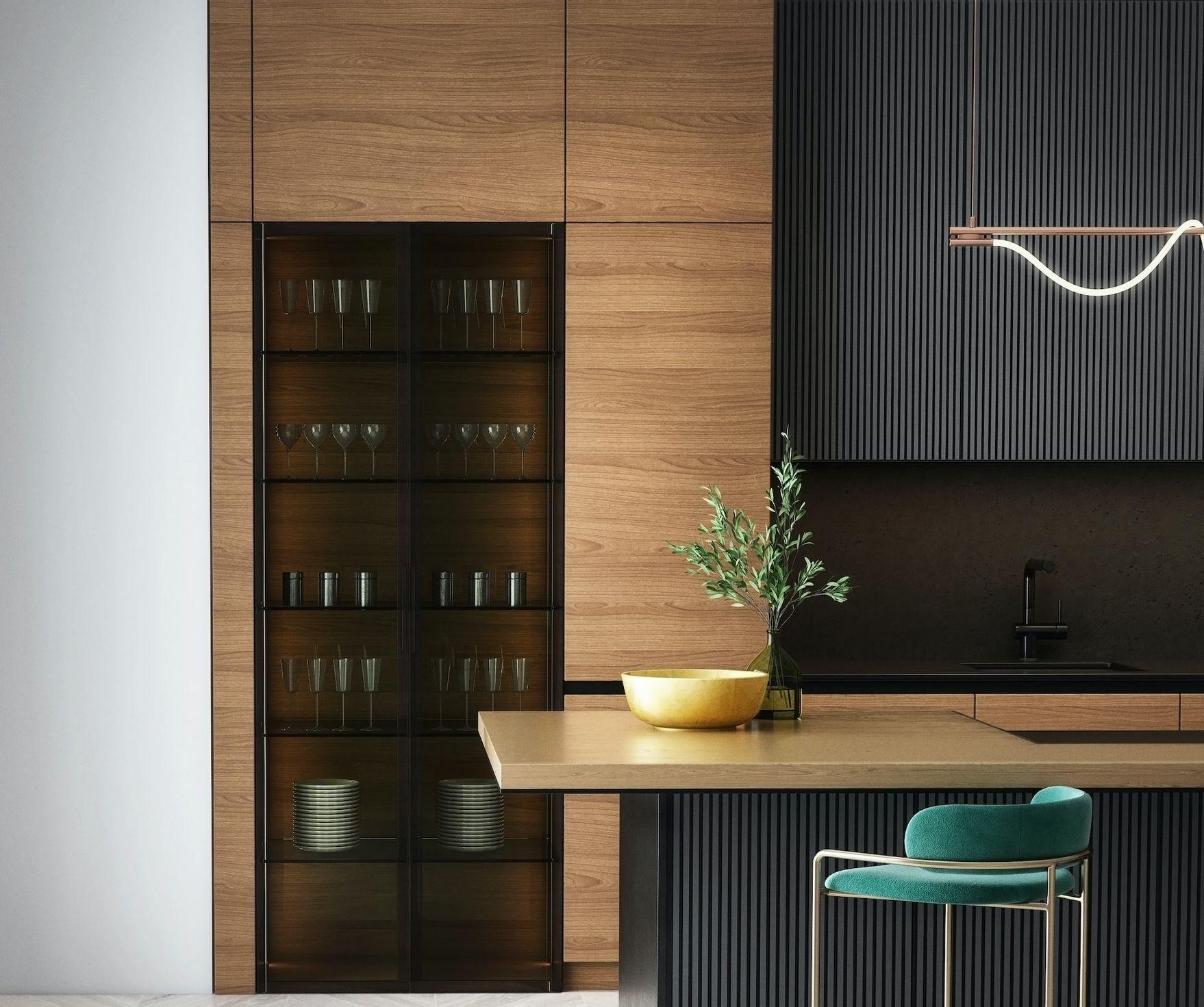 brown wooden cabinet near green and white table